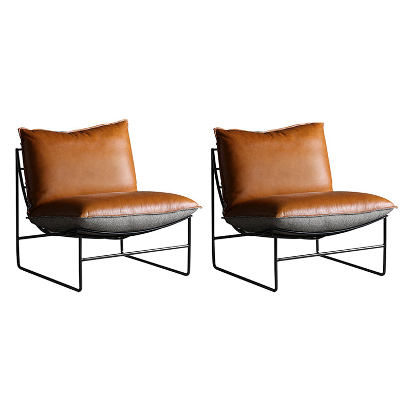 Genuine Leather Armless Chair 33.07" Wide Chair for Living Room