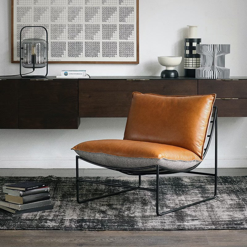 Genuine Leather Armless Chair 33.07" Wide Chair for Living Room