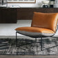 Genuine Leather Armless Chair 33.07" Wide Chair for Living Room
