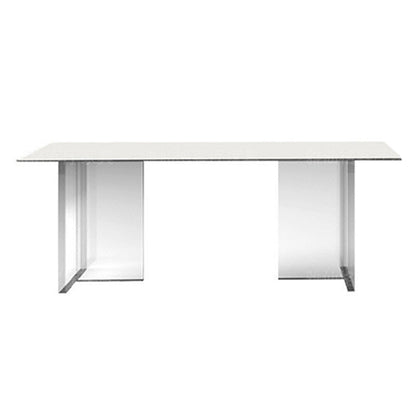 Rectangle Double Pedestal Table Modern Dining Table Acrylic Base Table for Home