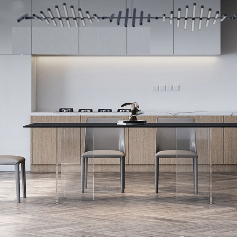 Rectangle Double Pedestal Table Modern Dining Table Acrylic Base Table for Home