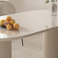 Modern Double Pedestal Dining Table Stone Dinner Table in White