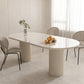 Modern Double Pedestal Dining Table Stone Dinner Table in White