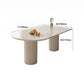 Modern Double Pedestal Dining Table Stone Dinner Table in White