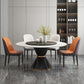 Contemporary Style Round Dining Table Steel Pedestal Base Table for Room Black White 51.2"L x 51.2"W x 29.5"H Without Chairs Clearhalo 'Dining Tables & Seating' 'Dining Tables' 'dining_table' 'furn' 'furn_dining_table' 'Furniture' 'Kitchen & Dining Furniture' 6085370