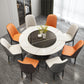 Contemporary Style Round Dining Table Steel Pedestal Base Table for Room Black White 55.1"L x 55.1"W x 29.5"H Without Chairs Clearhalo 'Dining Tables & Seating' 'Dining Tables' 'dining_table' 'furn' 'furn_dining_table' 'Furniture' 'Kitchen & Dining Furniture' 6085371