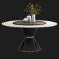 Contemporary Style Round Dining Table Steel Pedestal Base Table for Room Clearhalo 'Dining Tables & Seating' 'Dining Tables' 'dining_table' 'furn' 'furn_dining_table' 'Furniture' 'Kitchen & Dining Furniture' 6085373