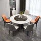 Contemporary Style Round Dining Table Steel Pedestal Base Table for Room Black White 59.1"L x 59.1"W x 29.5"H Without Chairs Clearhalo 'Dining Tables & Seating' 'Dining Tables' 'dining_table' 'furn' 'furn_dining_table' 'Furniture' 'Kitchen & Dining Furniture' 6085374