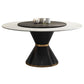 Contemporary Style Round Dining Table Steel Pedestal Base Table for Room Clearhalo 'Dining Tables & Seating' 'Dining Tables' 'dining_table' 'furn' 'furn_dining_table' 'Furniture' 'Kitchen & Dining Furniture' 6085375