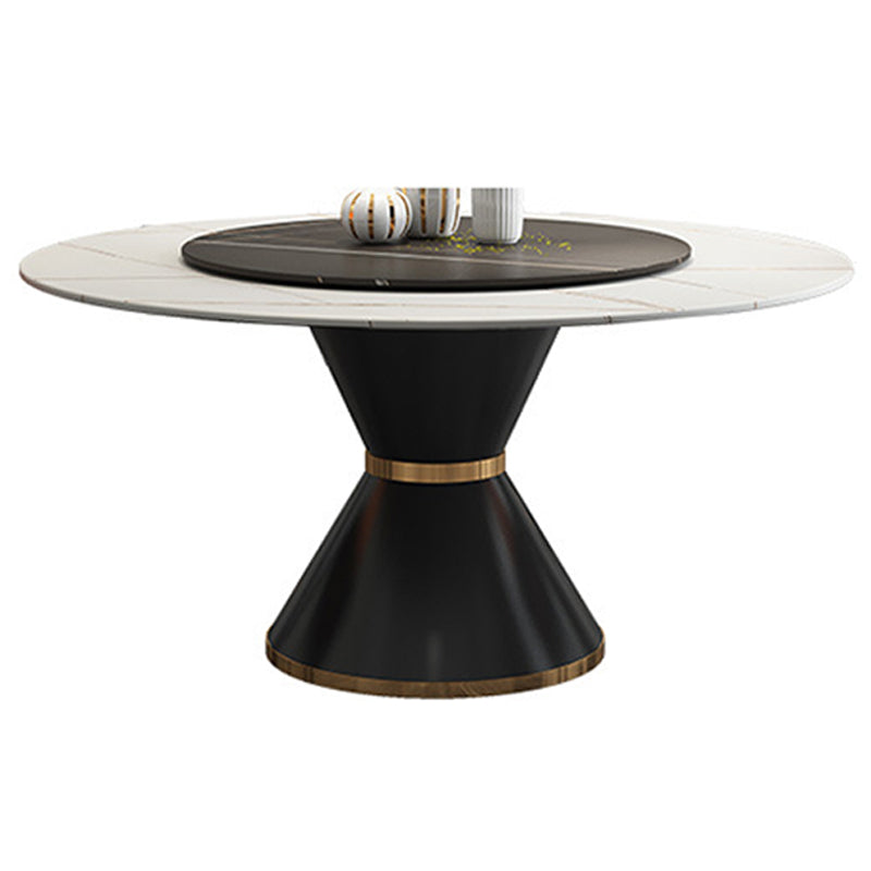 Contemporary Style Round Dining Table Steel Pedestal Base Table for Room Clearhalo 'Dining Tables & Seating' 'Dining Tables' 'dining_table' 'furn' 'furn_dining_table' 'Furniture' 'Kitchen & Dining Furniture' 6085375