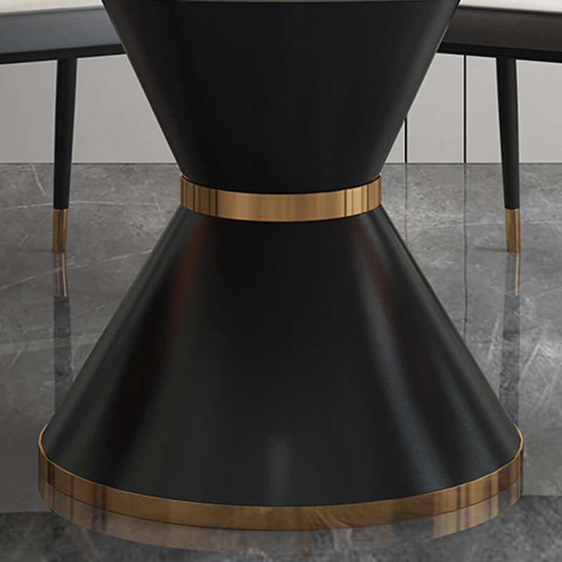 Contemporary Style Round Dining Table Steel Pedestal Base Table for Room Clearhalo 'Dining Tables & Seating' 'Dining Tables' 'dining_table' 'furn' 'furn_dining_table' 'Furniture' 'Kitchen & Dining Furniture' 6085377
