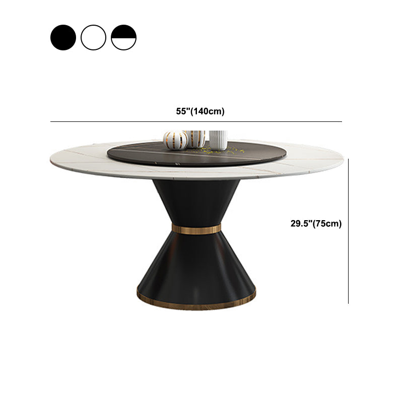 Contemporary Style Round Dining Table Steel Pedestal Base Table for Room Clearhalo 'Dining Tables & Seating' 'Dining Tables' 'dining_table' 'furn' 'furn_dining_table' 'Furniture' 'Kitchen & Dining Furniture' 6085382
