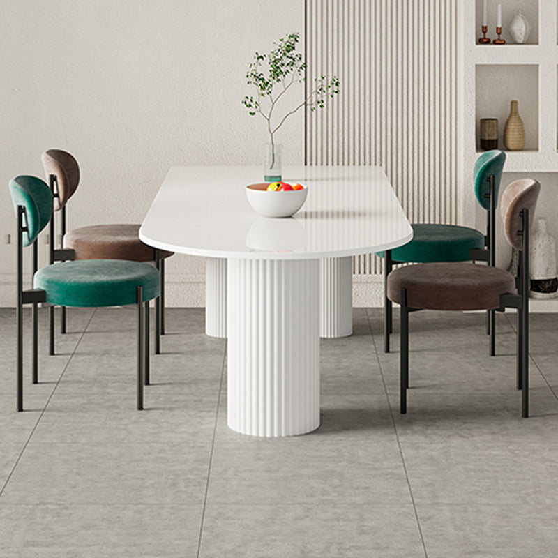 Modern Dinner Table White Faux Marble Top Dining Table with 3 Legs