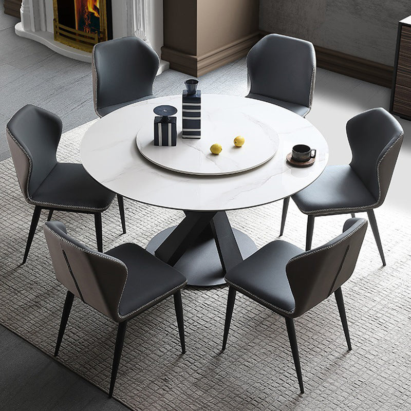 Modern Round Dinner Table Steel Base Dining Table with Pedestal Base