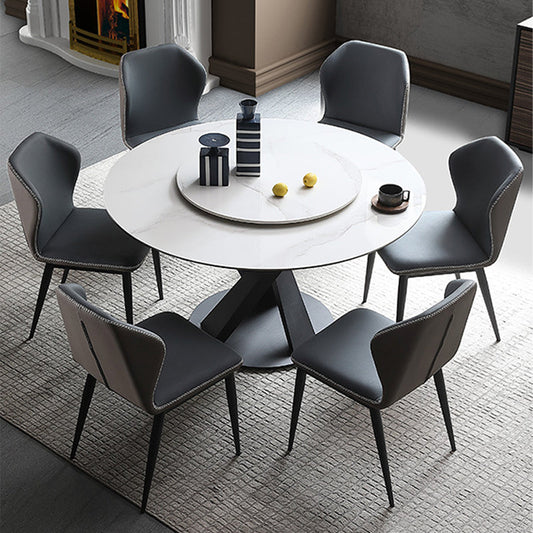 Modern Round Dinner Table Steel Base Dining Table with Pedestal Base