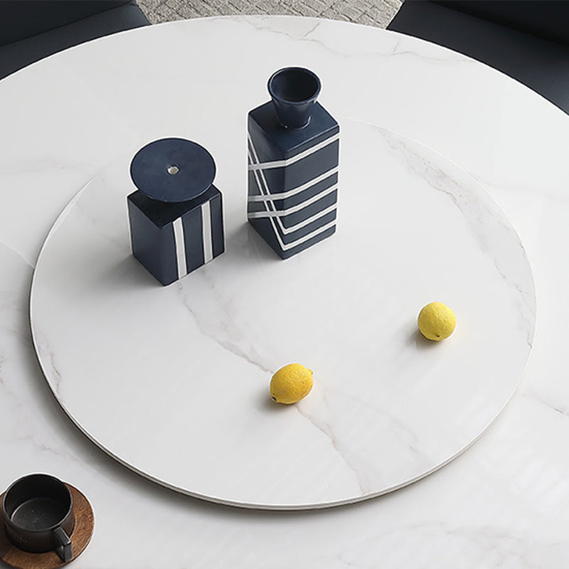 Modern Round Dinner Table Steel Base Dining Table with Pedestal Base