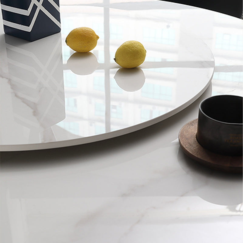 Modern Round Dinner Table Steel Base Dining Table with Pedestal Base