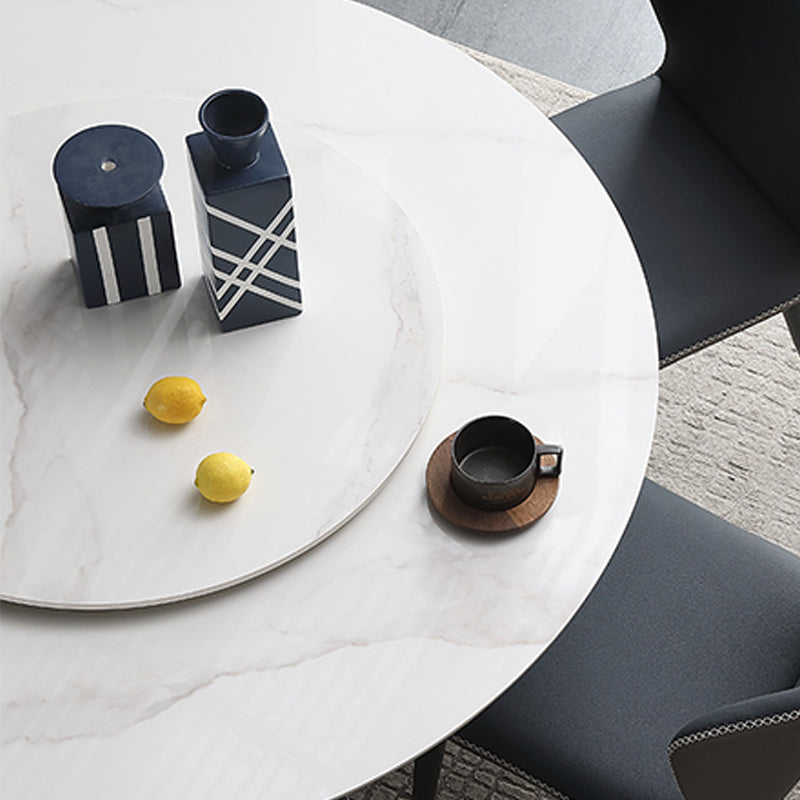 Modern Round Dinner Table Steel Base Dining Table with Pedestal Base