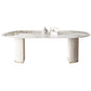 Modern Double Pedestal Table Oval Dining Table with Steel Base
