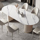 Modern Double Pedestal Table Oval Dining Table with Steel Base