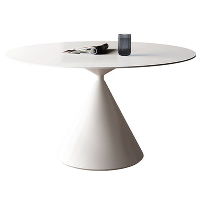 Contemporary Style Round Dining Table Steel Pedestal Base Table for Home White Without Chairs Clearhalo 'Dining Tables & Seating' 'Dining Tables' 'dining_table' 'furn' 'furn_dining_table' 'Furniture' 'Kitchen & Dining Furniture' 6085431