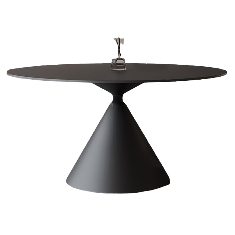 Contemporary Style Round Dining Table Steel Pedestal Base Table for Home Black Without Chairs Clearhalo 'Dining Tables & Seating' 'Dining Tables' 'dining_table' 'furn' 'furn_dining_table' 'Furniture' 'Kitchen & Dining Furniture' 6085432