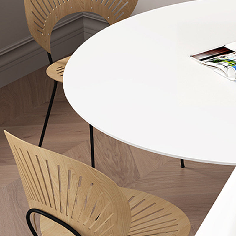 Contemporary Style Round Dining Table Steel Pedestal Base Table for Home Clearhalo 'Dining Tables & Seating' 'Dining Tables' 'dining_table' 'furn' 'furn_dining_table' 'Furniture' 'Kitchen & Dining Furniture' 6085440