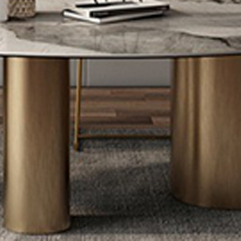 Modern Oval Table Stainless Steel Base Dining Table with 3 Legs