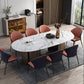 Modern Oval Dining Table Stainless Steel Base Double Pedestal Table for Room