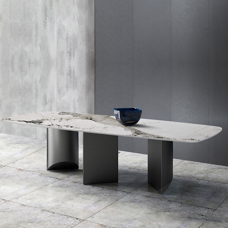 Modern Style Sintered Stone Table Rectangle Dining Table for Kitchen Clearhalo 'Dining Tables & Seating' 'Dining Tables' 'dining_table' 'furn' 'furn_dining_table' 'Furniture' 'Kitchen & Dining Furniture' 6085510