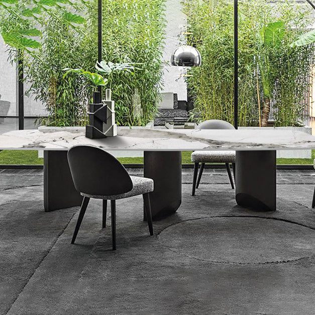 Modern Style Sintered Stone Table Rectangle Dining Table for Kitchen Clearhalo 'Dining Tables & Seating' 'Dining Tables' 'dining_table' 'furn' 'furn_dining_table' 'Furniture' 'Kitchen & Dining Furniture' 6085512