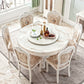 Stone Top Dining Table Round Dining Table with Pedestal Base in White