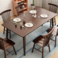 Solid Wood Top Dining Table Modern Rectangle Table with 4 Legs in Brown
