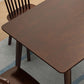 Solid Wood Top Dining Table Modern Rectangle Table with 4 Legs in Brown
