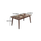 Solid Wood Top Dining Table Modern Rectangle Table with 4 Legs in Brown