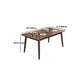 Solid Wood Top Dining Table Modern Rectangle Table with 4 Legs in Brown