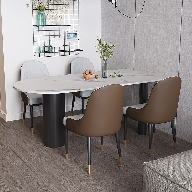 Stone Top Dining Table Modern Dining Table with 3 Legs in Black Without Chairs Clearhalo 'Dining Tables & Seating' 'Dining Tables' 'dining_table' 'furn' 'furn_dining_table' 'Furniture' 'Kitchen & Dining Furniture' 6085627