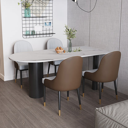 Stone Top Dining Table Modern Dining Table with 3 Legs in Black Without Chairs Clearhalo 'Dining Tables & Seating' 'Dining Tables' 'dining_table' 'furn' 'furn_dining_table' 'Furniture' 'Kitchen & Dining Furniture' 6085627