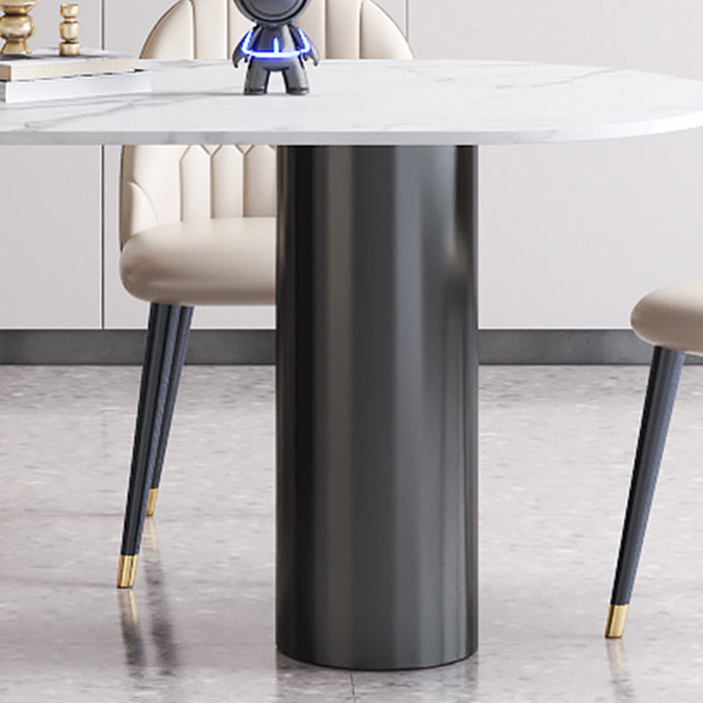 Stone Top Dining Table Modern Dining Table with 3 Legs Base in Black Clearhalo 'Dining Tables & Seating' 'Dining Tables' 'dining_table' 'furn' 'furn_dining_table' 'Furniture' 'Kitchen & Dining Furniture' 6085663