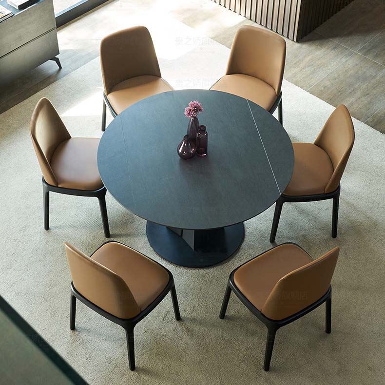 Stone Top Dining Table Traditional Luxury Round Dining Table with Pedestal Base