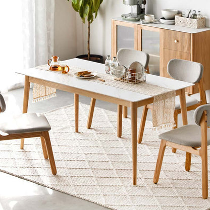 Tavolo da pranzo top in pietra tradizionale tavolo da pranzo del rettangolo di lusso con 4 gambe in legno