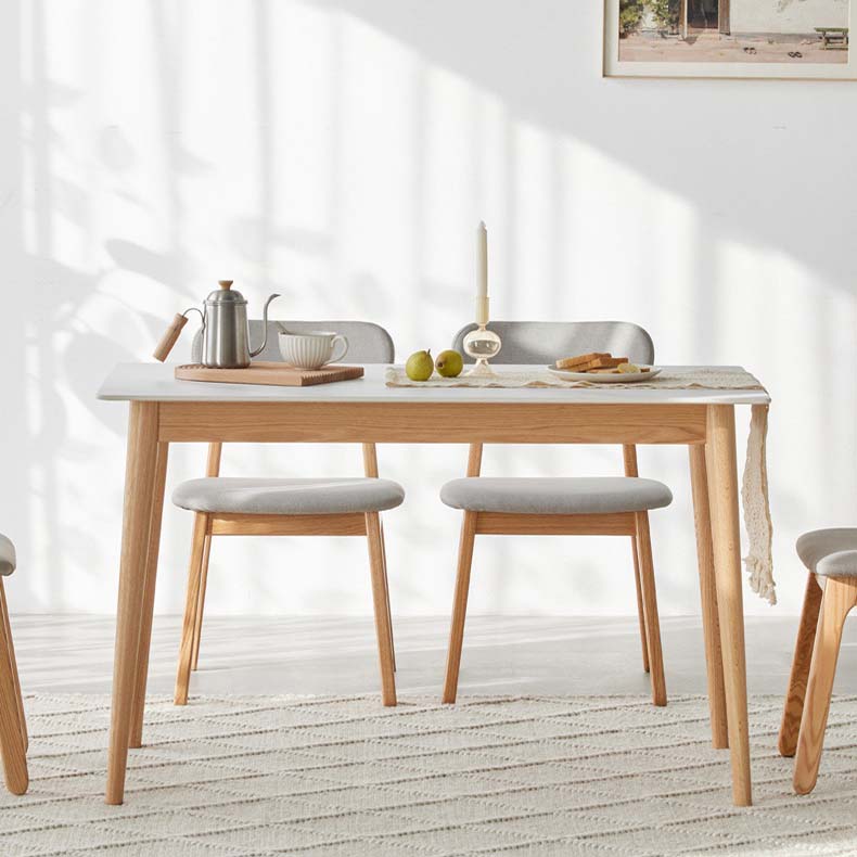 Tavolo da pranzo top in pietra tradizionale tavolo da pranzo del rettangolo di lusso con 4 gambe in legno