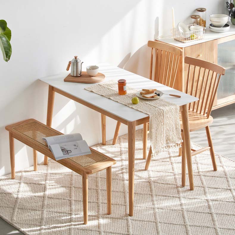 Tavolo da pranzo top in pietra tradizionale tavolo da pranzo del rettangolo di lusso con 4 gambe in legno