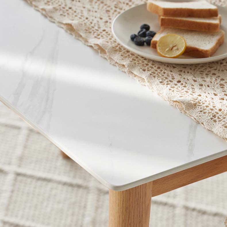 Tavolo da pranzo top in pietra tradizionale tavolo da pranzo del rettangolo di lusso con 4 gambe in legno