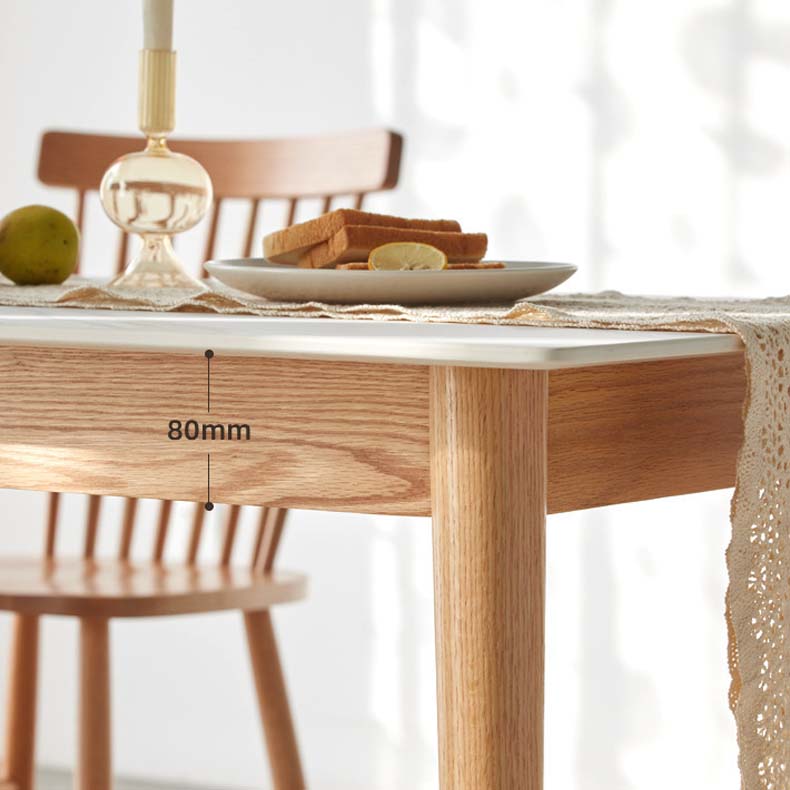 Tavolo da pranzo top in pietra tradizionale tavolo da pranzo del rettangolo di lusso con 4 gambe in legno