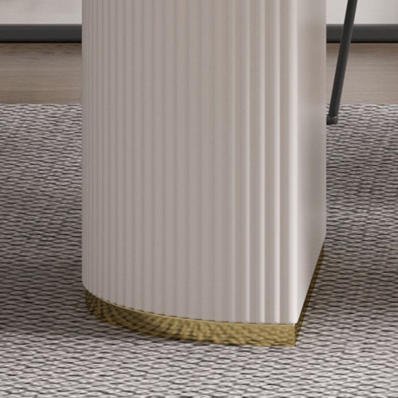 Sintered Stone Top Table for Restaurant Luxury White Table with Double Pedestal