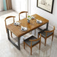 Solid Wood Top Dining Table Rectangle Pine Wood Table with Sled Base in Black