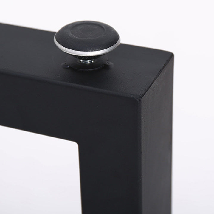 Solid Wood Top Dining Table Rectangle Pine Wood Table with Sled Base in Black