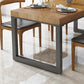 Solid Wood Top Dining Table Rectangle Pine Wood Table with Sled Base in Black