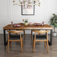 Solid Wood Top Dining Table Rectangle Pine Wood Table with Sled Base in Black